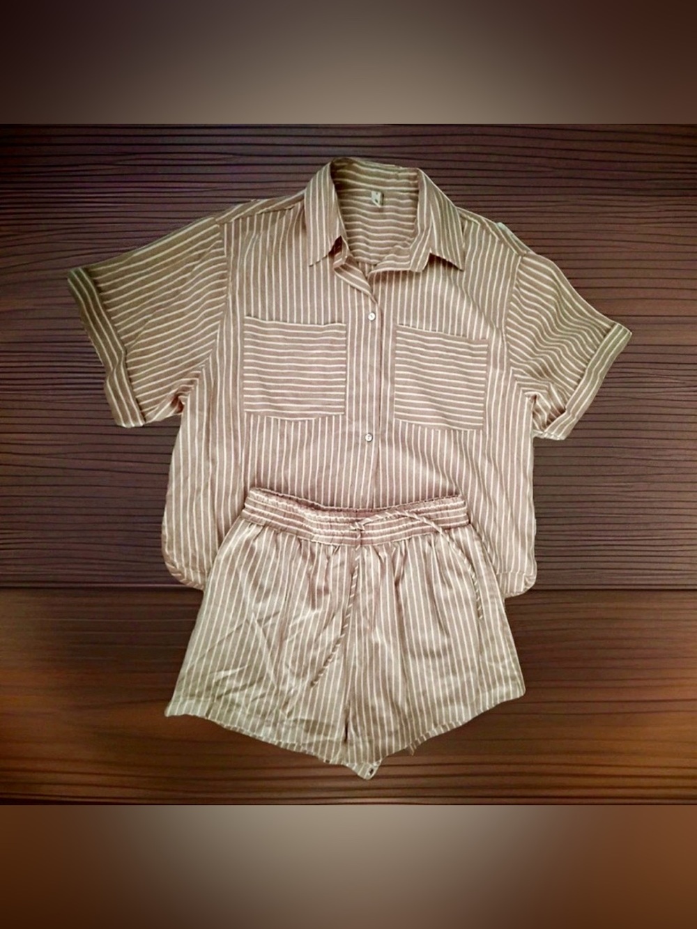 GLAM Two-piece Pink and White Striped Coord
